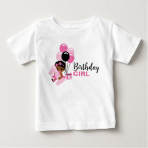 Svart flicka 1:a födelsedag Tshirt med ballonger