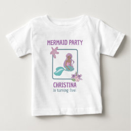 Svart flicka sjöjungfru födelsedagsfest Teal Lila T Shirt