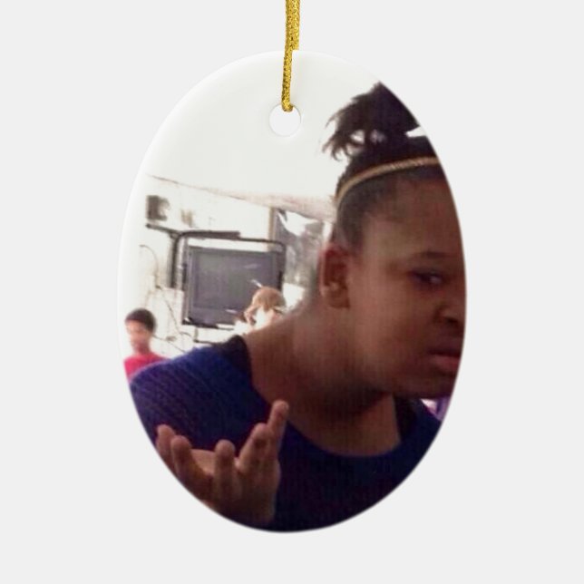 Svart flicka vilken meme julgransprydnad keramik (Framsidan)