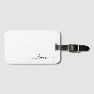 Svart flickaktig monogramnamn modern bagagebricka