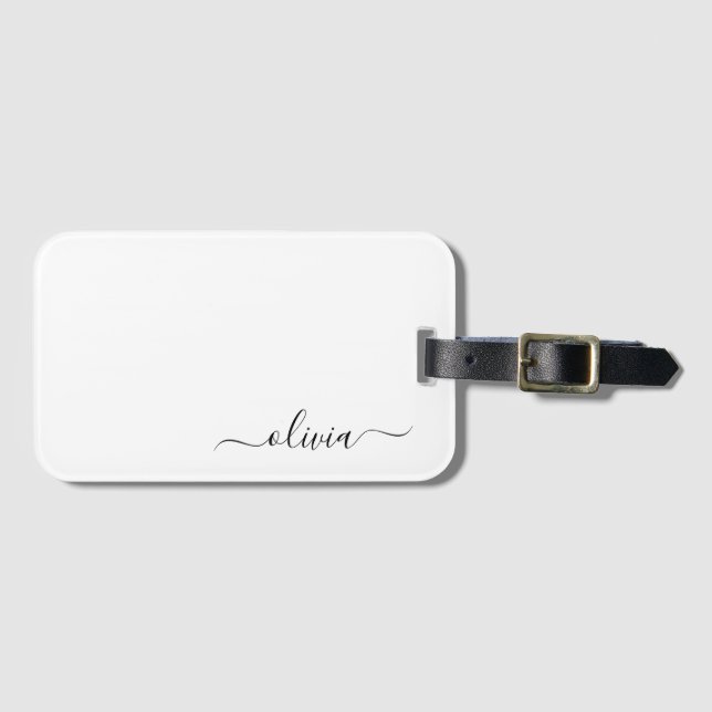 Svart flickaktig monogramnamn modern bagagebricka (Framsida horisontal)