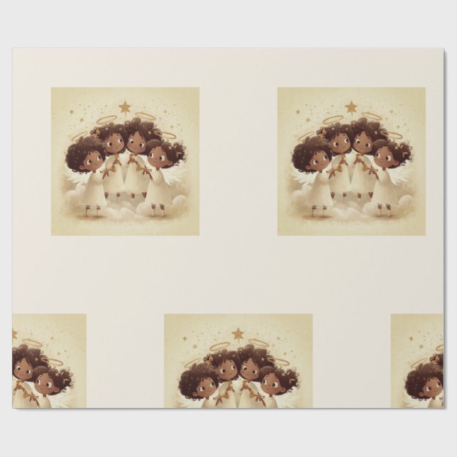 Svart flickängel juldanskor Wrap papper 3 Presentpapper (Platt)