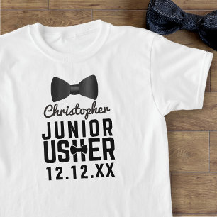 Svart flobindning Junior Usher Attendant Vit T-Shi T Shirt