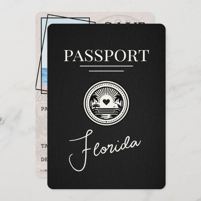 Svart Florida Passport sparar datum Spara Datumet (Fram/baksida)