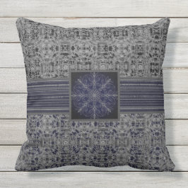 Svart, flottan och Grått X och O's Mönster Kudde