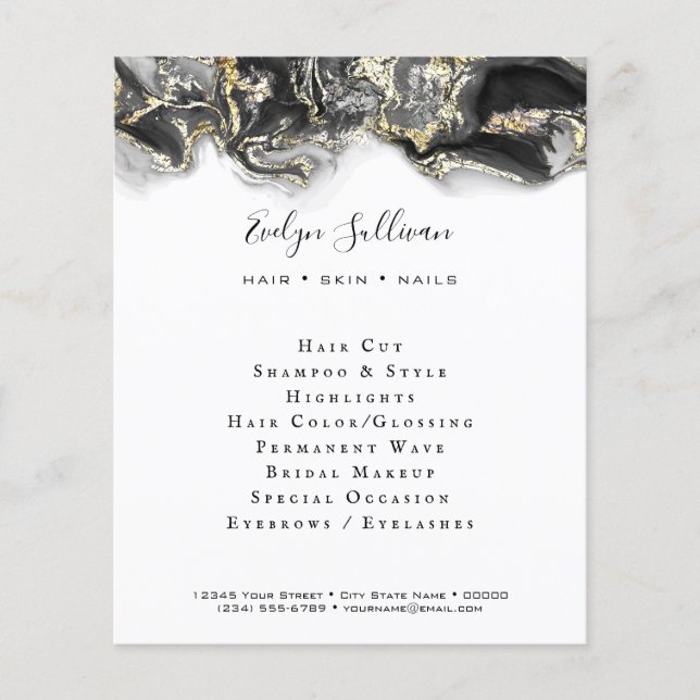 Svart fluid marble Design Flyer (Framsidan)