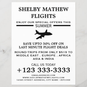 Svart Flygplan-ikon, flygplansreklam Reklamblad
