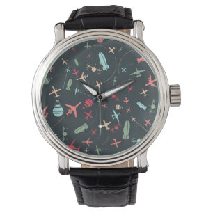 Svart flygplan och Mönster Armbandsur