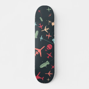 Svart flygplan och Mönster Mini Skateboard Bräda 18,5 Cm