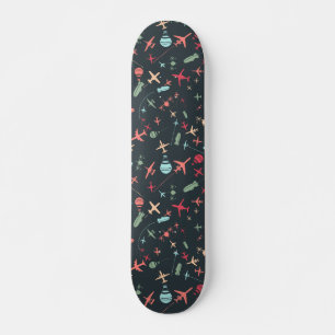 Svart flygplan och Mönster Mini Skateboard Bräda 18,5 Cm