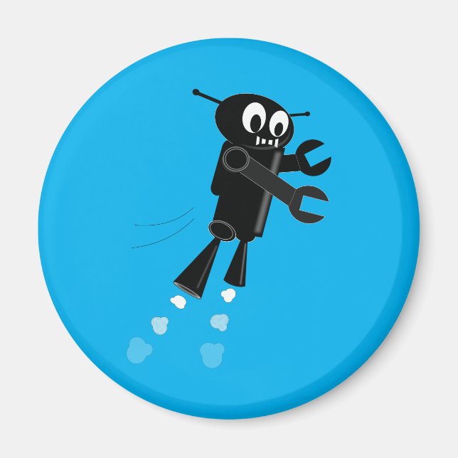 Svart flygrobot i Blå himmel Magnet (Framsidan)