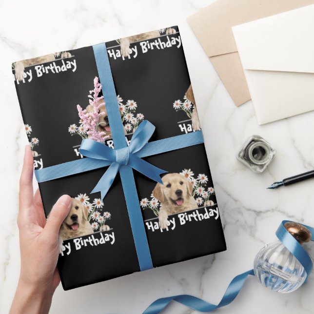Svart födelsedag Golden Retriever Presentpapper (Gifting)