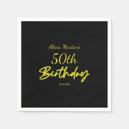 Svart födelsedag med modern och minimal Gult Pappersservett