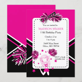 Svart Födelsedagsfest Shock rosa, svart, vit Inbjudningar