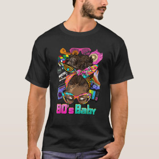 Svart födelsedagshistorik Månad 80 S Baby Afro Gir T Shirt