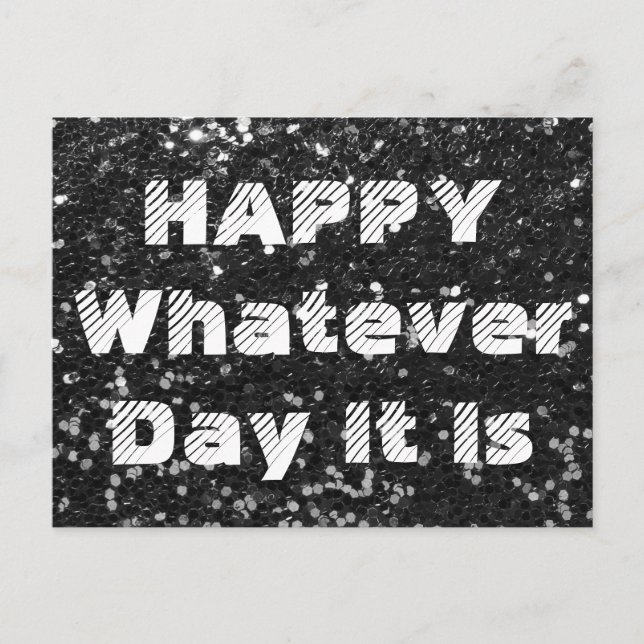 Svart födelsedagskort mot Glitter Vykort (Framsida)