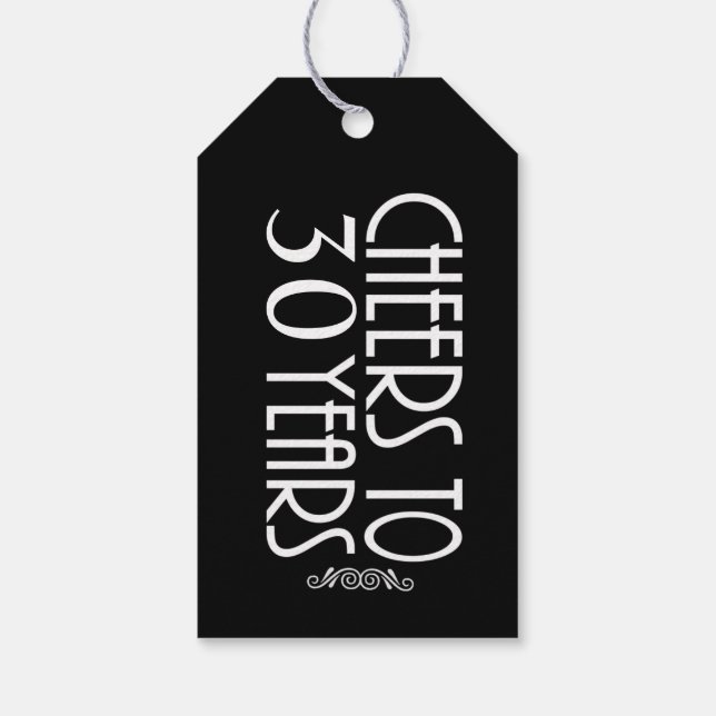 Svart födelsedagspresent - 30:e eller ANY AGE-Märk Presentetikett (Baksidan)