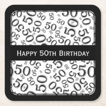 Svart för 50th "födelsedag för lycklig"/Sq