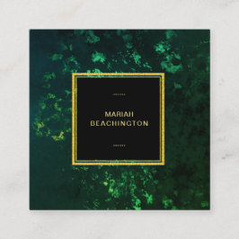 SVART för abstrakt för *~*SMARAGDGRÖNT Fyrkantigt Visitkort