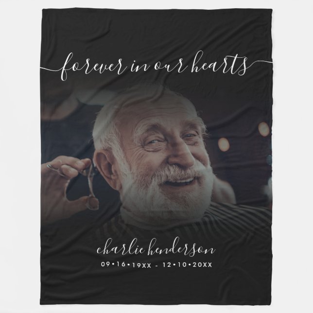 Svart för alltid i vårt foto-minnesmärke fleecefilt (Framsidan)