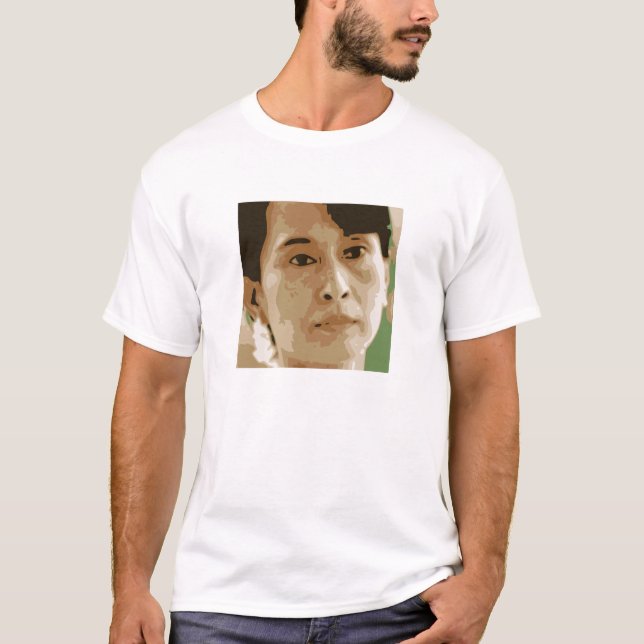 svart för Aung San Suu Kyi burma ledaregrönt T-shirt (Framsida)