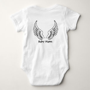 Svart för Bodysuit för namn för ängelvingarbab Tee Shirt