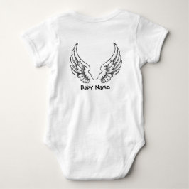 Svart för Bodysuit för namn för ängelvingarbaby Tee