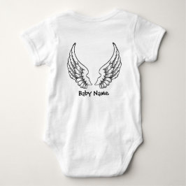 Svart för Bodysuit för namn för ängelvingarbaby Tee Shirt