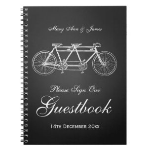 Svart för cykel för bröllopGuestbook tandem Anteckningsbok