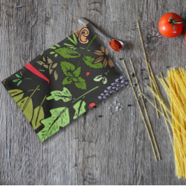 Svart för det egna namnet Spices mönster Kökshandduk