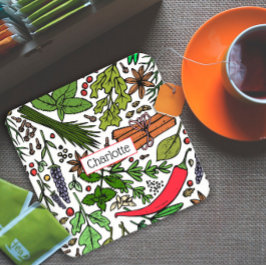 Svart för det egna namnet Spices mönster Underlägg Papper Kvadrat