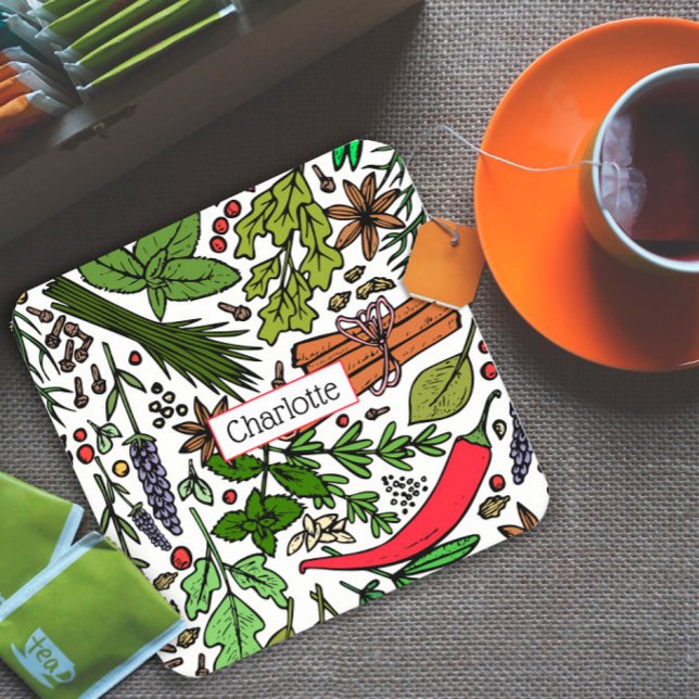 Svart för det egna namnet Spices mönster Underlägg Papper Kvadrat (Skapare uppladdad)