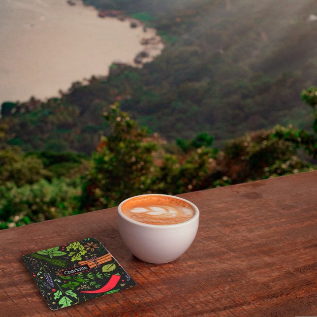 Svart för det egna namnet Spices mönster Underlägg Papper Kvadrat (Skapare uppladdad)