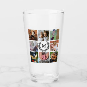 Svart för fotoCollage för lagrar 8 Monogram Glaskopp
