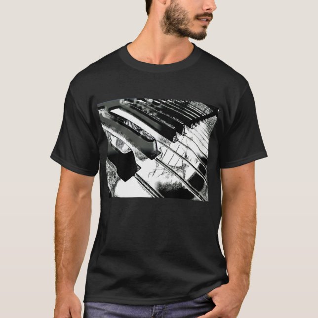 Svart för gåva för musik för pianonyckelMusican T Shirt (Framsida)