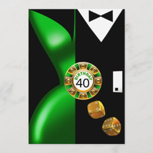 Svart för grönt för födelsedag för Vegas art Inbjudningar