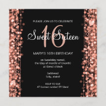 Svart för guld för sweet sixteenpartySparkles rosa