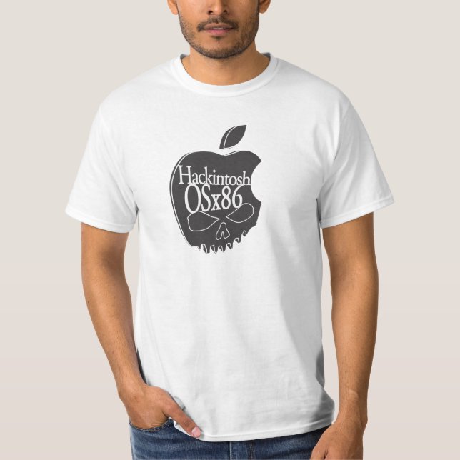 Svart för Hackintosh OSx86 logotyp 3D Tee Shirt (Framsida)