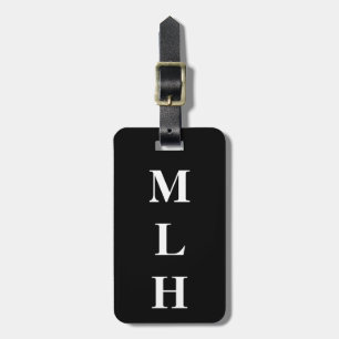 Svart för heltäckande för enkel initialerMonogram Bagagebricka