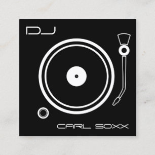 Svart för inspiration för vinylspelaremusik fyrkantigt visitkort