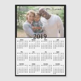 Svart för kalenderfoto för bakgrund 2019 magnet