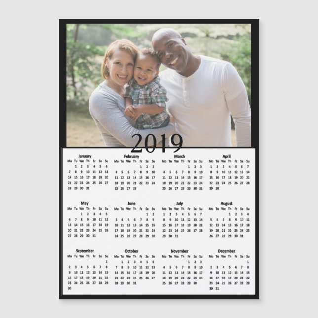 Svart för kalenderfoto för bakgrund 2019 magnet (Framsida)