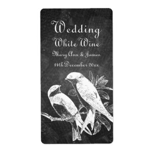 Svart för love birds för elegant bröllopvinetikett fraktsedel