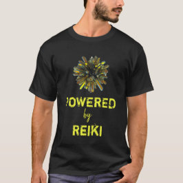 Svart för manar för *~*Reiki gul guld- Crystal T Shirt