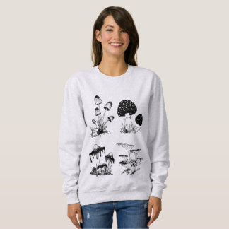Svart för många champinjoner på vit tee shirt