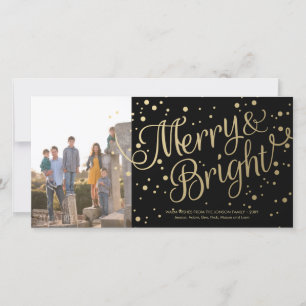 Svart för Merry- och Bright Confetti-fotokort Julkort
