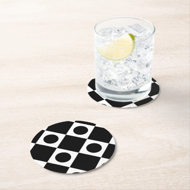 Svart för mod Retro 60 Underlägg Papper Rund (Insitu)