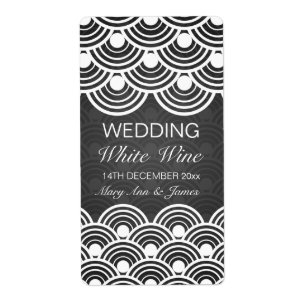 Svart för mönster för elegant bröllopvin etikett fraktsedel