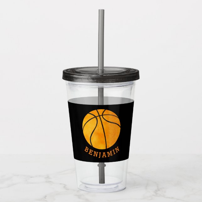 Svart för personlig för ungesportbasket idrotts- take away mugg (Framsida)