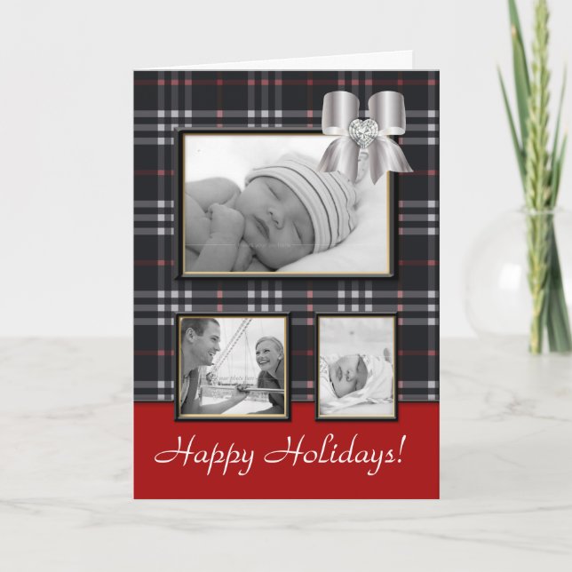 Svart för pilbåge för pläd för Burberry för Helgkort (Framsida)